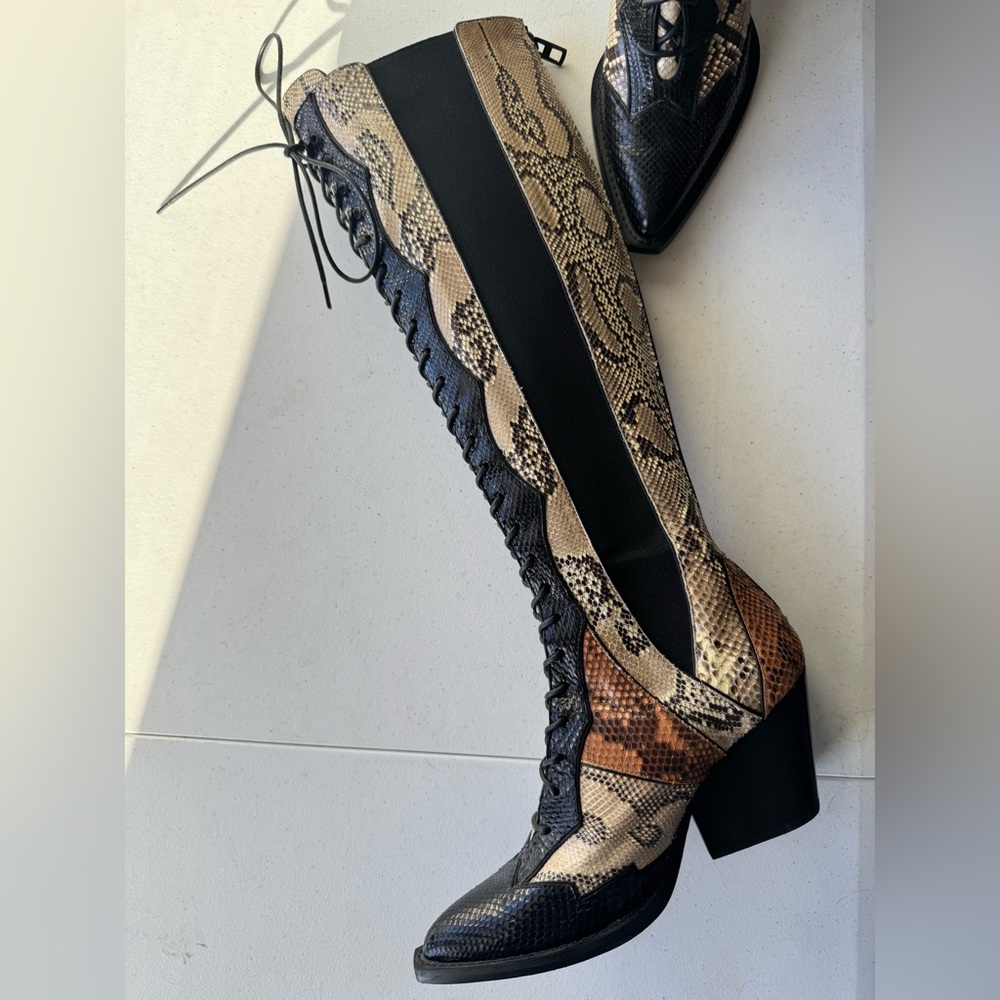 Coach Lace Up Boots with Patchwork Snakeskin Size… - image 5